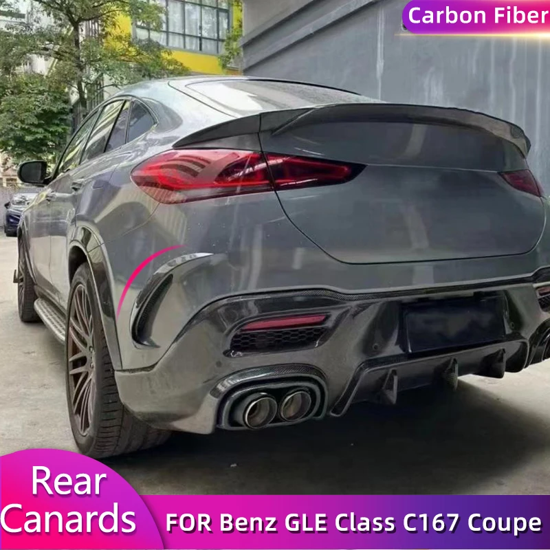 

Автомобильный задний бампер, канавки, распылители для Mercedes Benz GLE Class C167 Coupe GLE450 GLE53 GLE63 AMG 2020UP, боковой совок из углеродного волокна