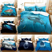 3d shark fish bedding duvet cover twin ocean sea theme pattern printed on blue duvet cover hawaiian beach theme bedding set