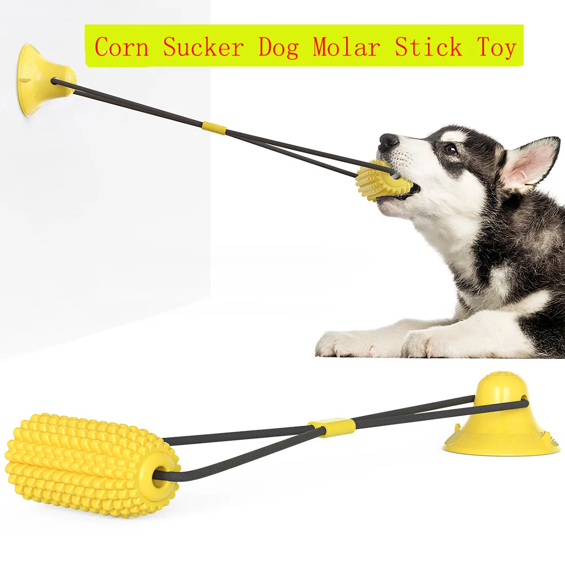

New hot selling models Sucker corn pull rope dog toy molar stick bite-resistant ball pet supplies toy