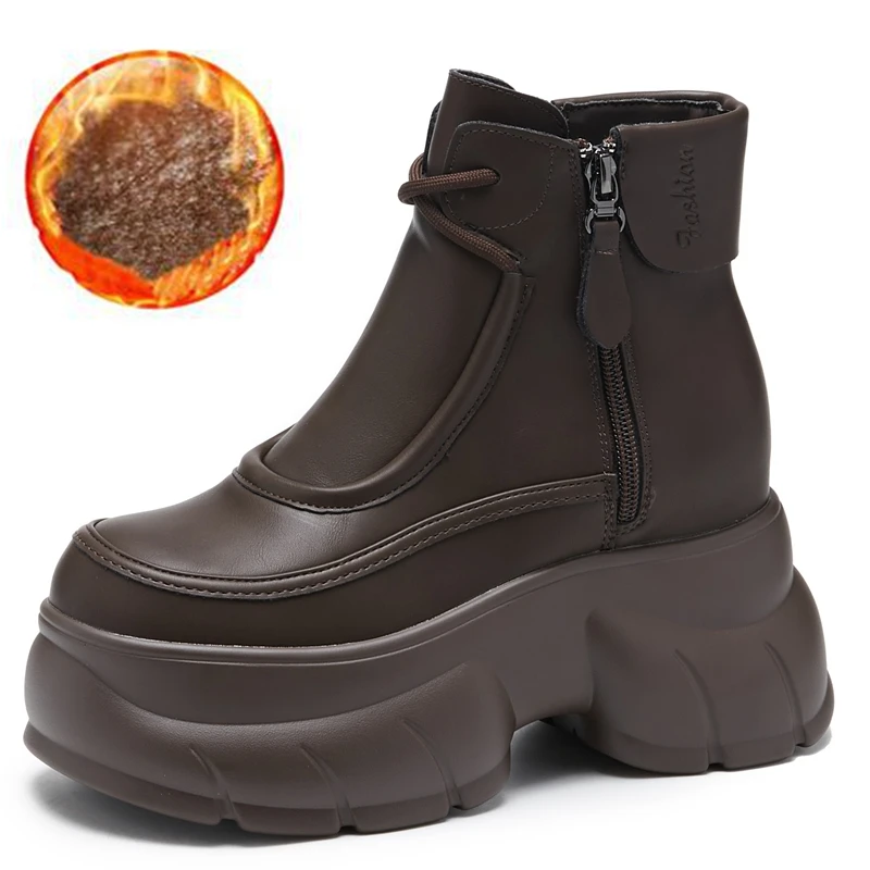 AUTUSPIN/женские массивные ботинки на платформе 8 см зимние женские офисные рабочие