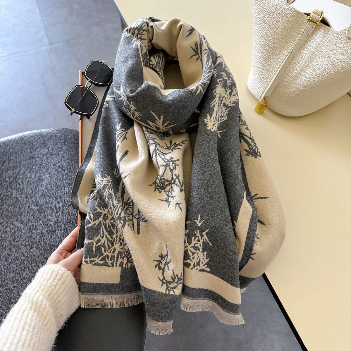 Зимний шарф женские кашемировые шали из пашмины и накидки женский дизайн толстый