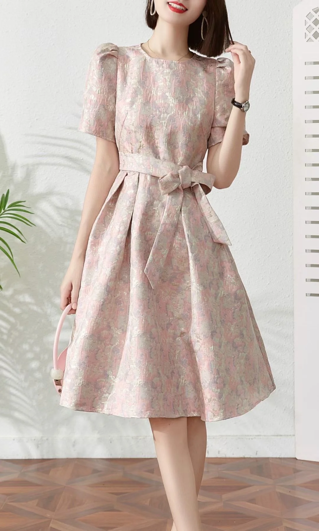 2023 spring and summer women's clothing fashion new Embossed Jacquard Dress 0621