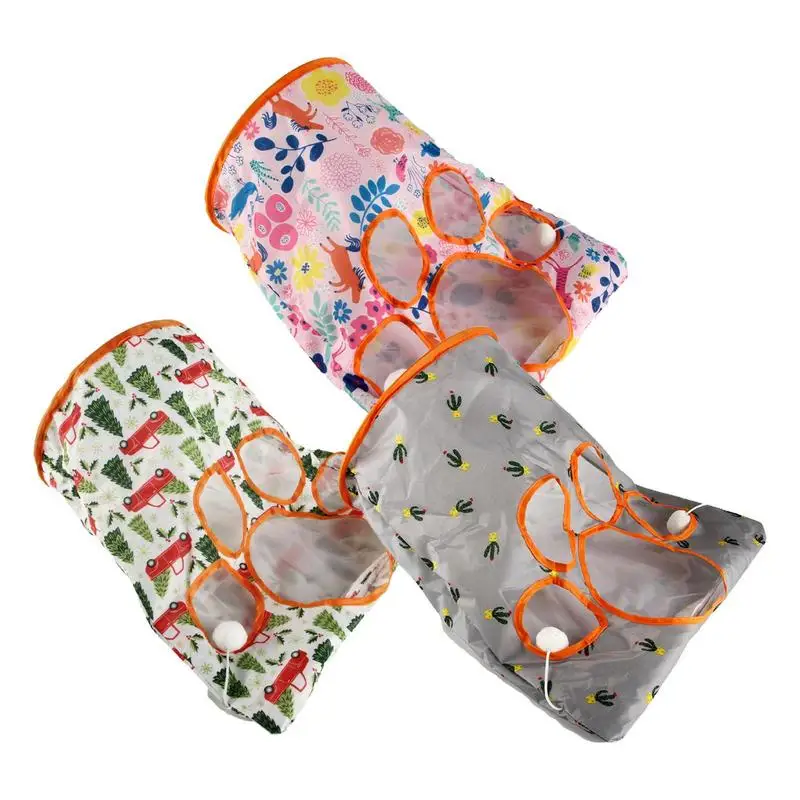 

Cat Tunnel Extensible Collapsible Kitten Interactive Play Tunnel Bored Cat Tube Toy With Furry Ball Pet Stuff Cat House Supply
