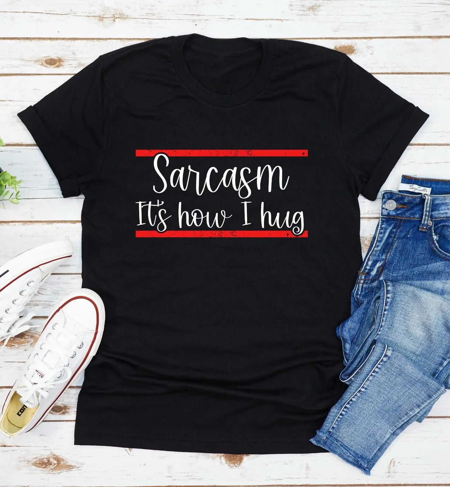 

Sarcasm Its How I Hug Funny Sarcastic O-Neck Cotton T Shirt Men Casual Short Sleeve Tees Tops Harajuku Streetwear