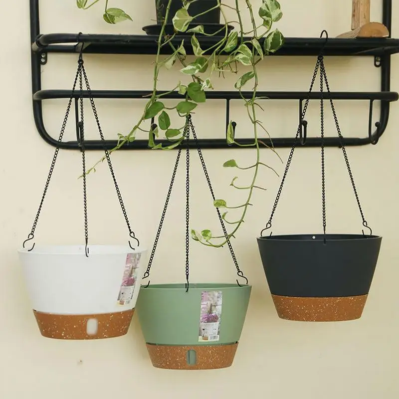 

Hanging Planter Pot Creative Flower Pot With Drainage Holes And Chain Durable Pot Tray For Indoor And Outdoor Home Garden Decor