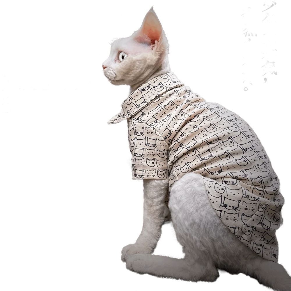 Summer Cat Shirt for  Devon Rex Cat Outfits Sphinx Hairless Cat Costume Summer Conis Kitten Thin Clothes for Cats Sphynx