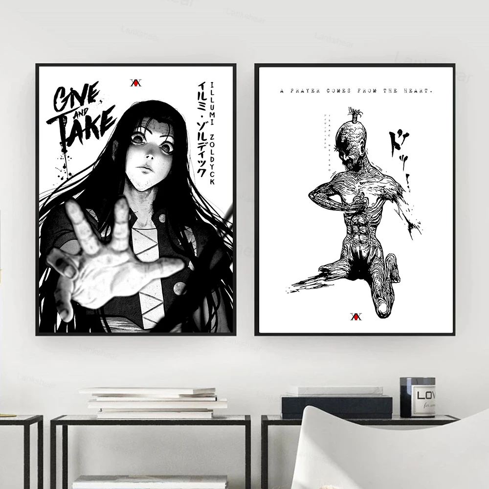 Аниме Hunter X постеры Killua Zoldyck Kurapika Gon Freecss Hisoka холст картина мультфильм настенное