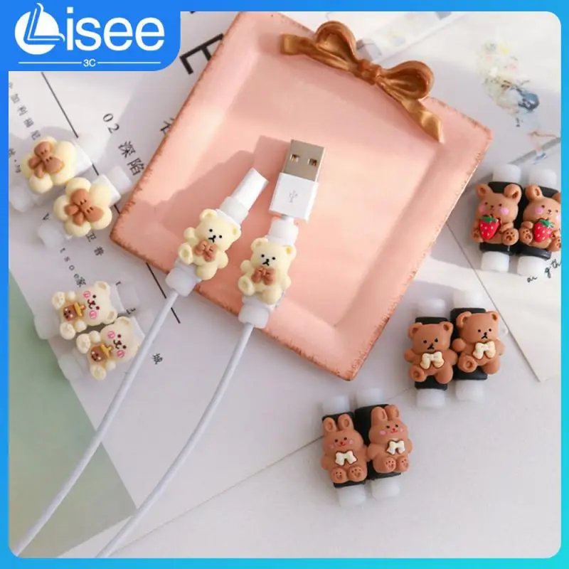 

Dirt-resistant Cable Protector Cover Durable Plastic Resin Charger Cord Winder Wear-resistant Breathable Stable Colorful