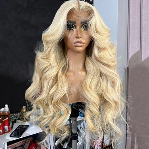 26Inch Long Soft 613 Blonde Body Wave Natural Hairline Glueless Lace Front Wig For Black Women Babyhair Preplucked Daily
