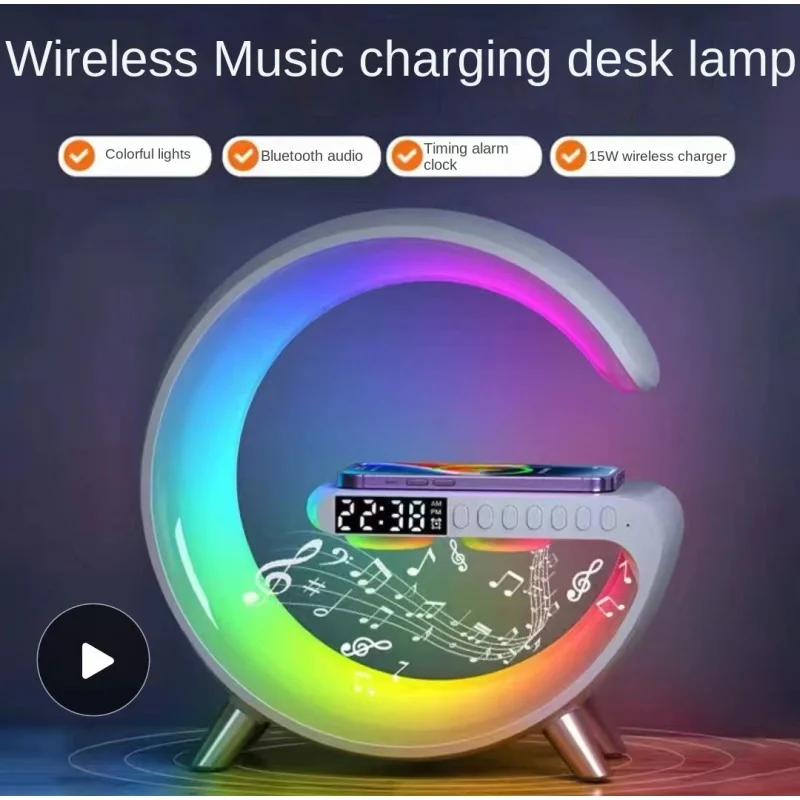 2023Smart Bluetooth Audio Light Led Wireless Charger Bedside Small Night Lamp Sunrise Wake-up Light Pickup Atmosphere Table Lamp