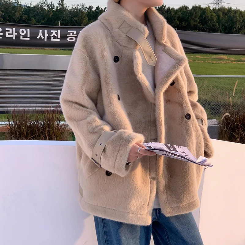 Winter Jacket Men Warm Fashion Retro Khaki Thicken Plush Jackets Mens Korean Loose Thick Short Coat Mens Oversize Clothes M-3XL