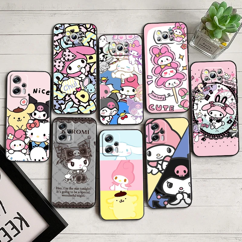 

Anime Kuromi Melody For Xiaomi Poco F5 X5 C55 C50 M5 M4 X4 X3 F3 GT NFC M3 C3 M2 F2 F1 X2 Pro Silicone Black Phone Case Fundas