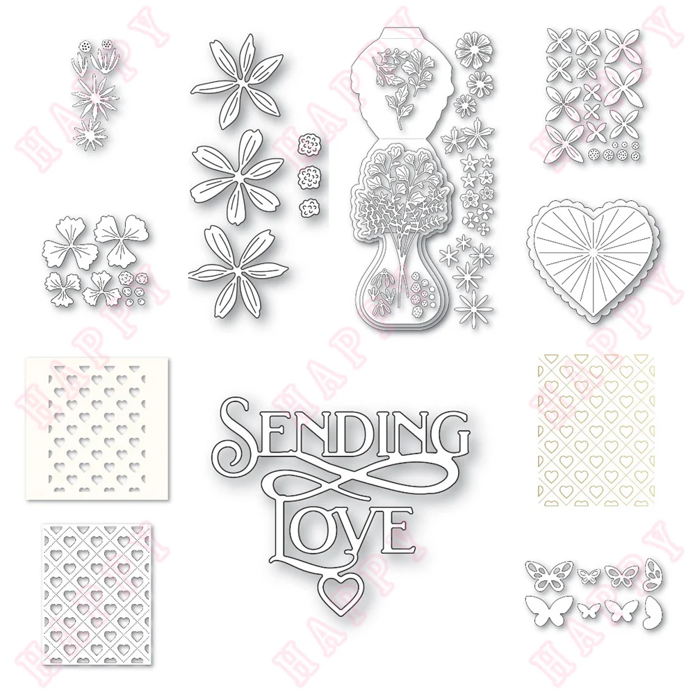 

Metal Cutting Dies Hot Foil Scrapbook Diary Decoration Stencils Embossing DIY Make Moulds Flower Heart Butterfly Valentine's Day