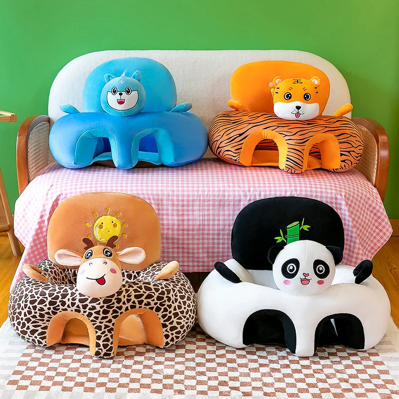 Plush Toy Baby Learning Seat Cartoon Chair Infant Anti-fall Anti-rollover Seat Sofa Cover Without Filler