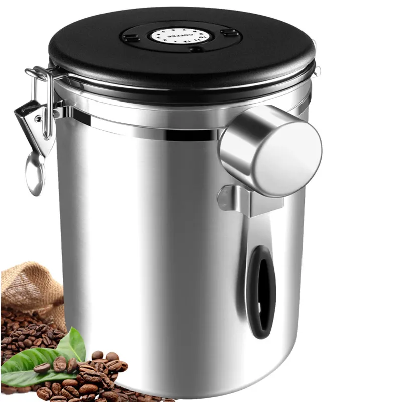 

1.2L/1.5L/1.8L Stainless Steel Airtight Coffee Container Storage Canister Set Coffee Jar Canister With Scoop For Coffee Beans