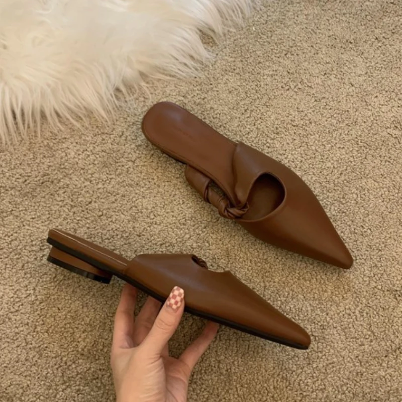 

Женские летние шлепанцы, сандалии с острым носком, дышащие универсальные модные пикантные однотонные женские сандалии, новинка 2023