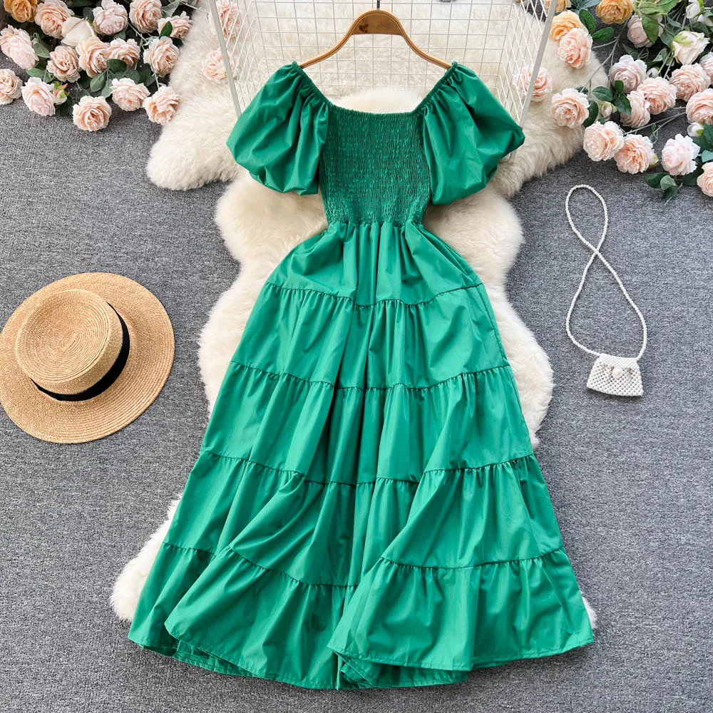 

Женское плиссированное платье до колен, с коротким рукавом