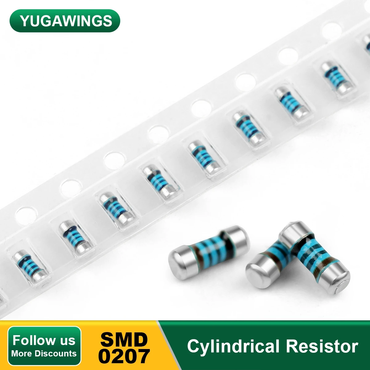 

50Pcs SMD 0207 Metal Film Precision Resistor Cylindrical Resistor Chip Color Ring 0207 MELF Resistor 0.1R 0.2R 10R 15R 24R 220R