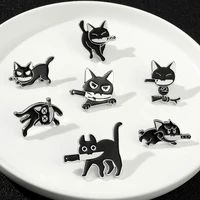 cute cartoon black cat shape womens brooches simplicity pop enamel women funny jewelry pin lapel badges brooches kawaii gift