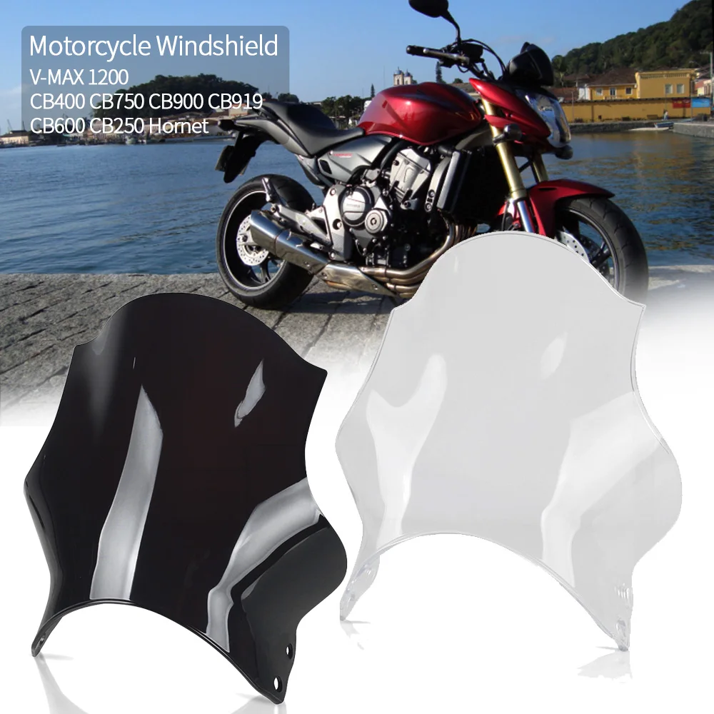 

Motorcycle Windshield Windscreen Deflector For Yamaha V-MAX VMAX 1200 Honda CB400 CB750 CB900 CB919 CB600 CB250 Hornet 1985-2019