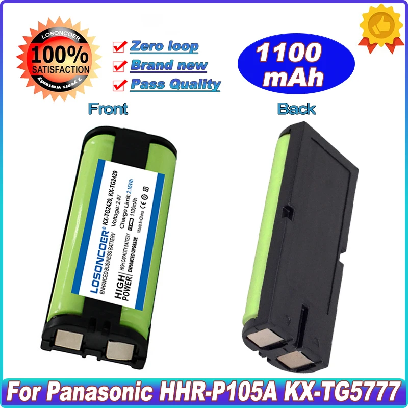 

Ni-MH Battery For Panasonic HHR-P105 HHR-P105A KX-TG5777 KX-TGA571 KX-TGA242 KX-2420 KX-2422 KX-TG5779 KX-6702 Cordless Phone