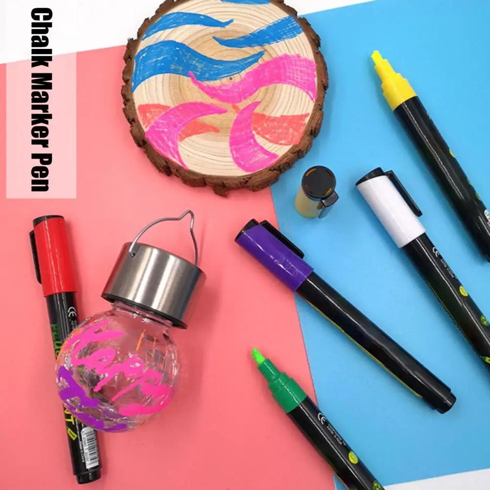 

1 Box Fluorescent Chalk Marker Pen Anti-fraying PP Chalkboards Signs Liquid Chalk Markers for LED Menu Board