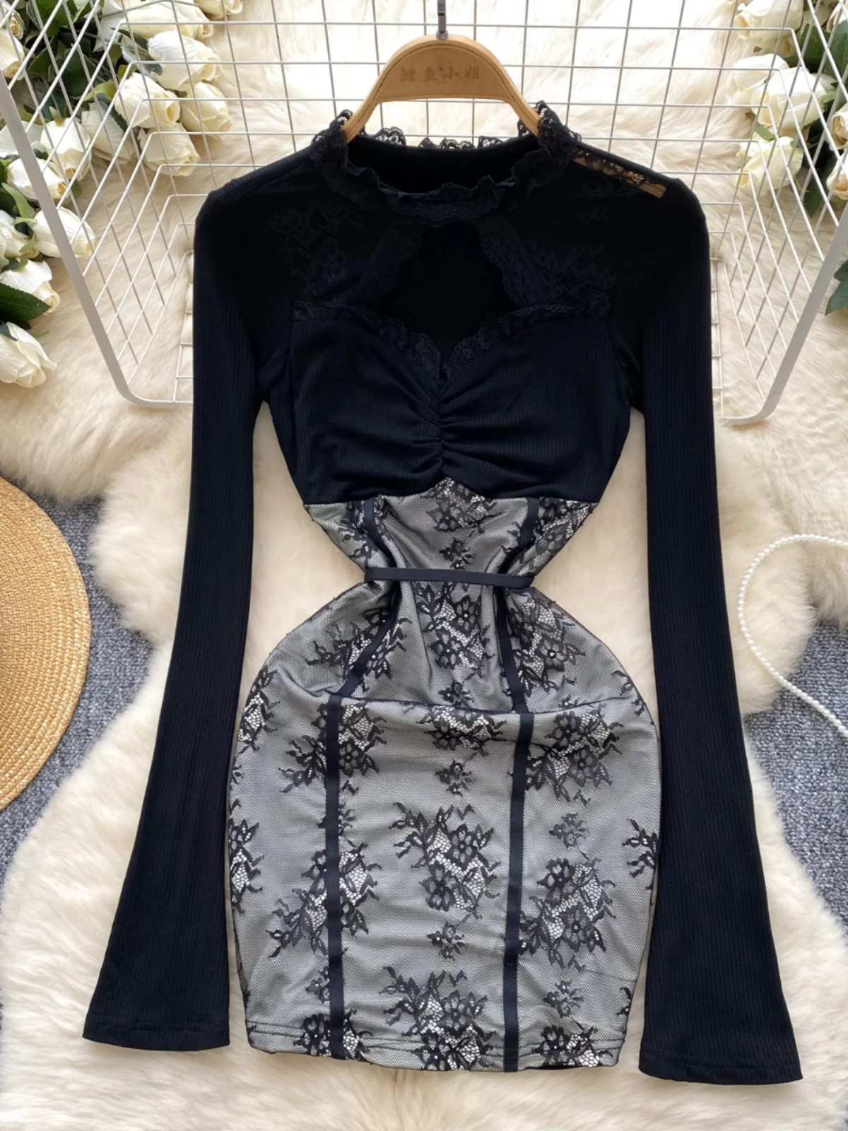 Foamlina сексуальное женское кружевное лоскутное платье на весну и осень