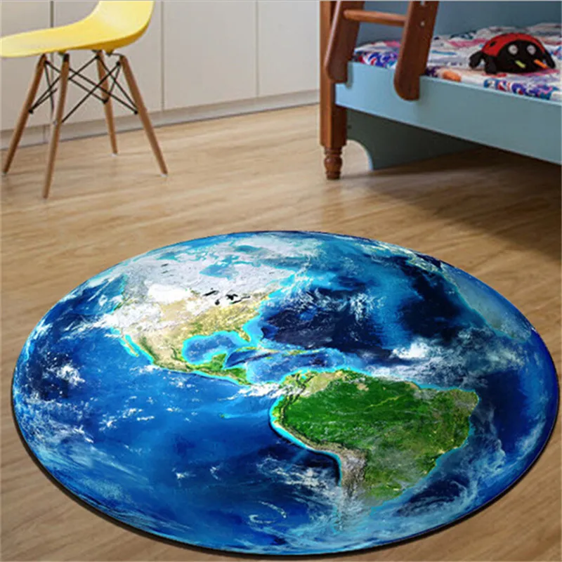 

Round Carpet 3D Print Earth Planet Soft Carpets Anti-slip Rugs Computer Chair Mat Floor Mat for Kids Room Home Decor