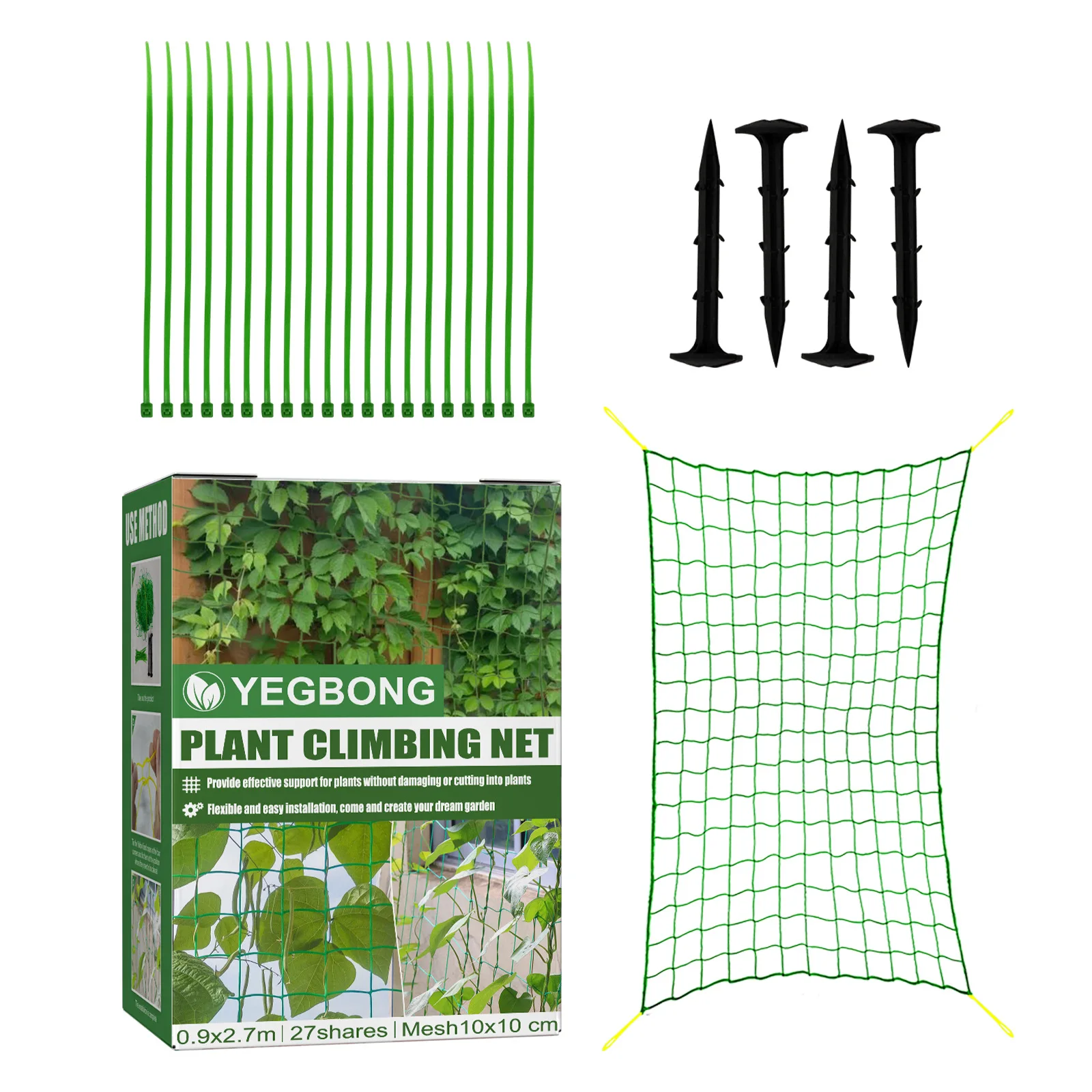 Yegbong Garden Plant Climbing Vine Net Flower Vine Net Support Net Planting Grid Trellis Net 176g