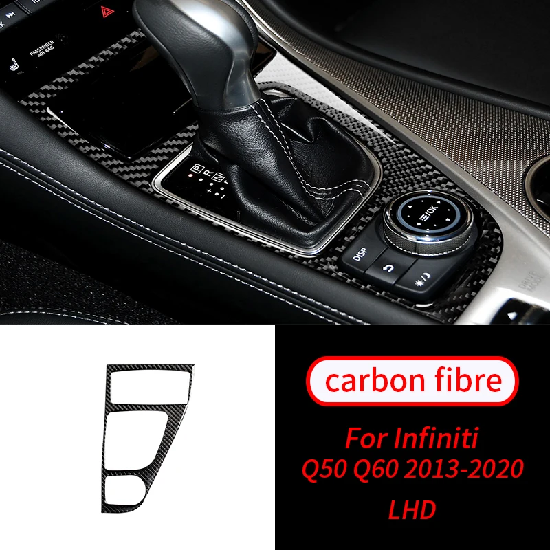 

For Infiniti Q50 Q60 2013-2020 1pcs Real Carbon Fiber Center Console Gear Shift Box Cover Trim Car Interior Supplies Car Decor