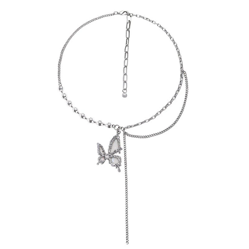 

Eetit Elegant Fashion Women Layered Stacking Chain Pendant Acrylic Butterfly Necklace Zinc Alloy Attractive Neck Jewelry Gift