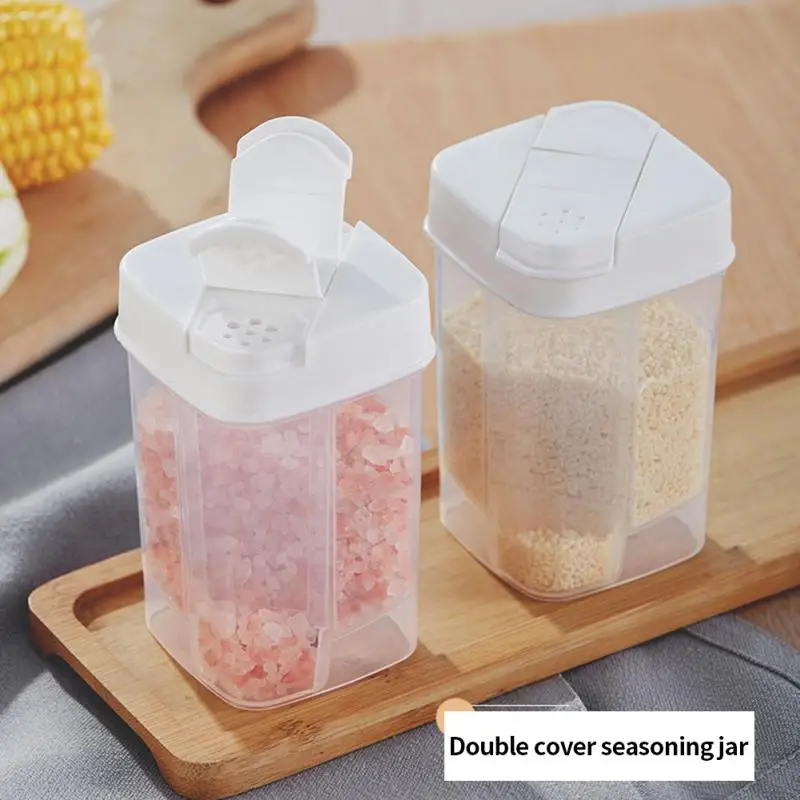 

Seasoning Bottle Transparent Quantitative Seasoning Box With Spoon Salt Sugar Herb Spice Storage Container Kitchen Accessories