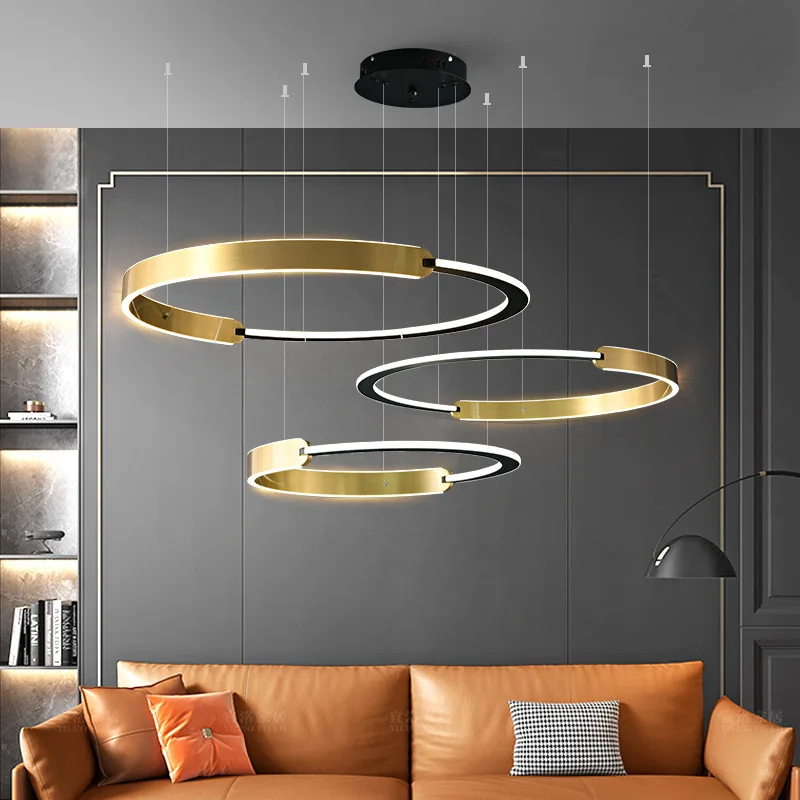 

Nordic Living Room Gold Pendant Light Ring for Bedroom Lamp Dining Room Duplex Hollow Designer Modern Room New Minimalist Lamp