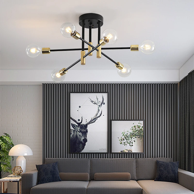 

Современный потолочный светодиодный светильник, черная потолочная лампа E27/E26 для гостиной, столовой, спальни, кухни