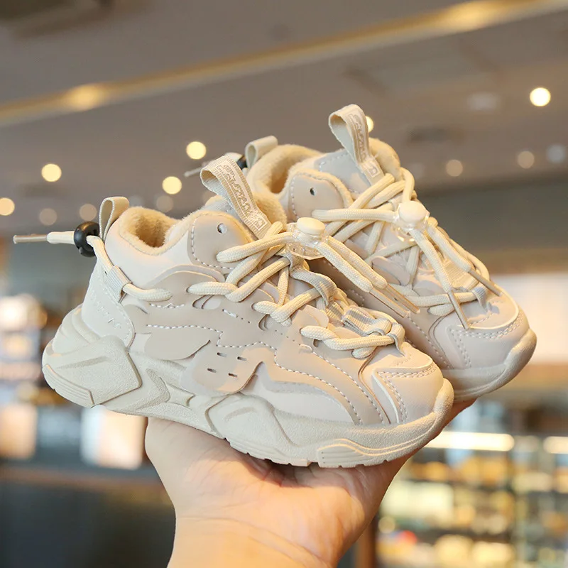 Plush Children Chunky Sneakers Waterproof Boys Sport Shoes Comfortale Arch Support Girls Running Shoes Child Footwear Size 23-37