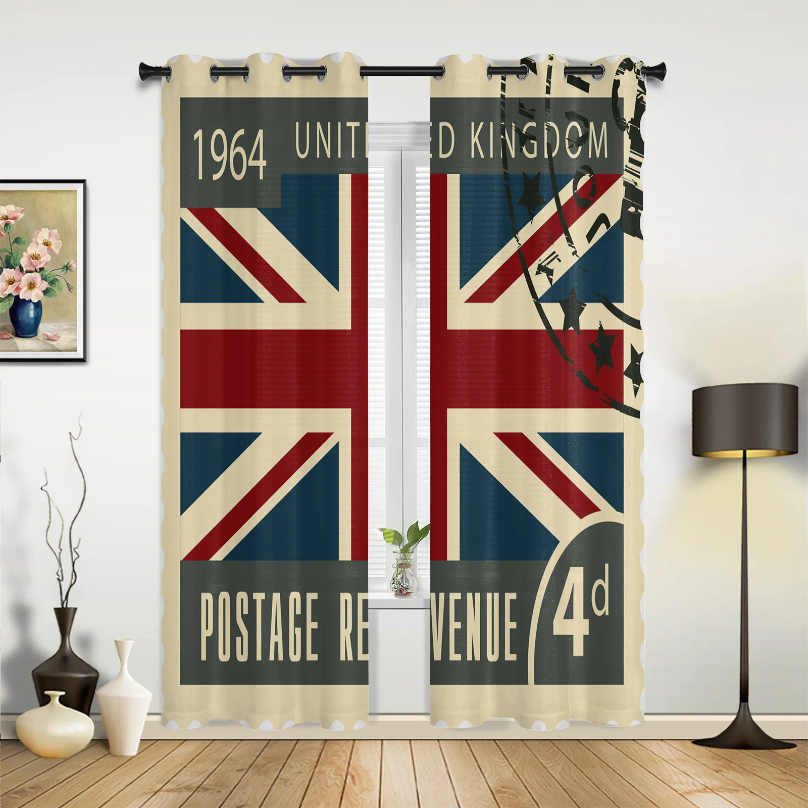 

Vintage London Stamp Curtains for Bedroom Living Room Drapes Kitchen Children's Room Window Curtain Modern Home Decor
