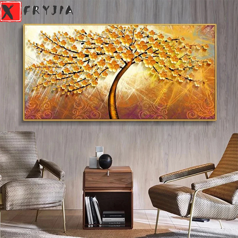 

Diamond Mosaic Modern Abstract Rich Golden Tree Picture Diamond Painting Cross Stitch Embroidery Needlework Wall Art