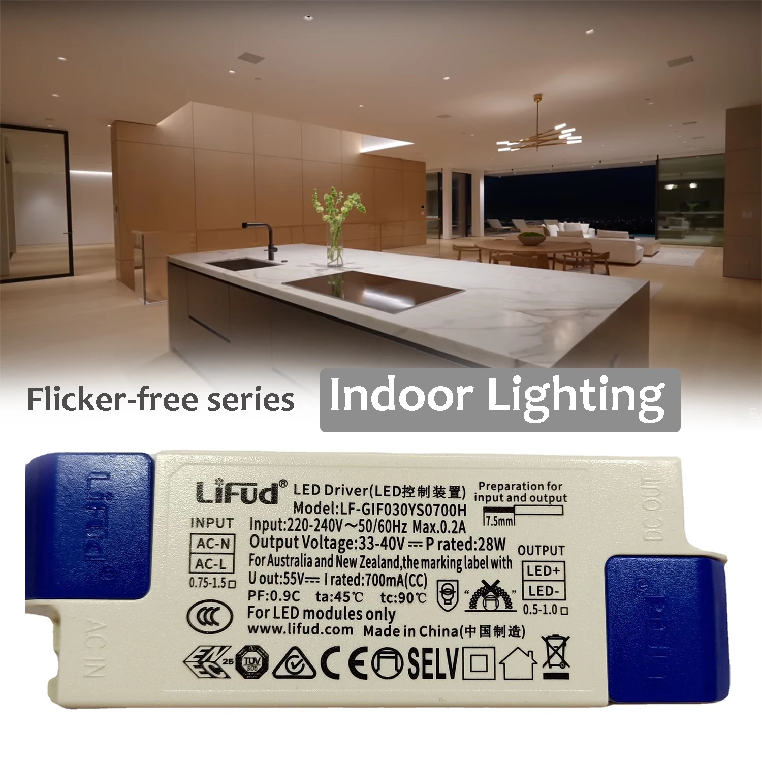 Lifud Flicker Free LED Driver for Panel Light 400mA 600mA 800mA 1000mA High PFC Transformer LF-GIF022 LF-GIF030 LF-GIF040