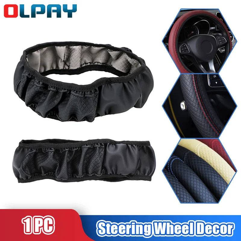 

Car Steering Wheel Cover Skidproof Universal Embossing fiber Leather double round without inner ring elastic band cover