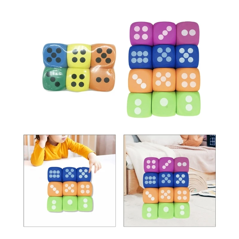 

Foam Dices Set Large Color Foam Six Sided Dices Cubes with Dots Playing Square Block for Math Teaching Educational Toy