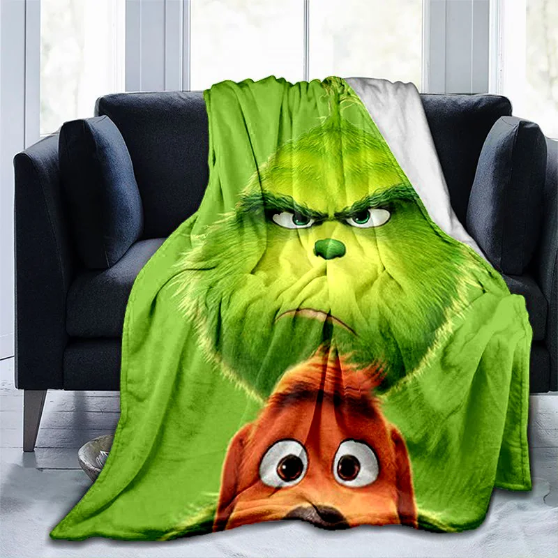 

Blanket Sofa Bed Blanket Super Soft Warm Grinch Stole Christmas Funny 3D Print Blanket Cover Fleece Throw Blanket