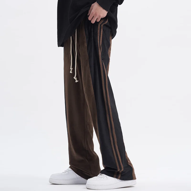 

2023 New Spring Autumn Side Striped Casual Patchwork Sport Pants Fashion Loose Sweatpants Men's Streetwear Jogger Trousers