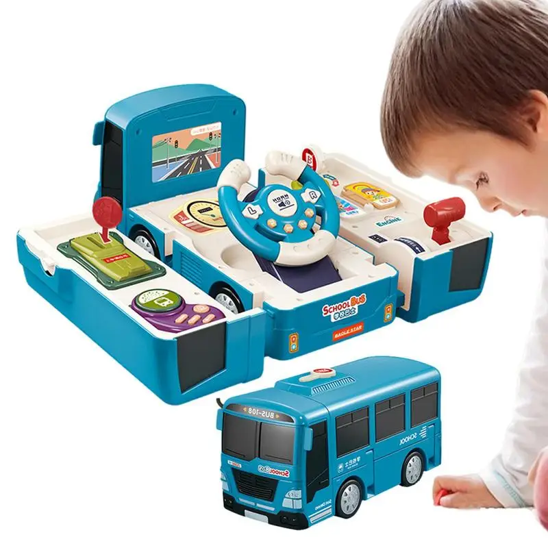 

Kids School Bus Toy With Sound & Light Simulation Steering Wheel Musical Educational Car Driving Toy Gift For Boys & Girls