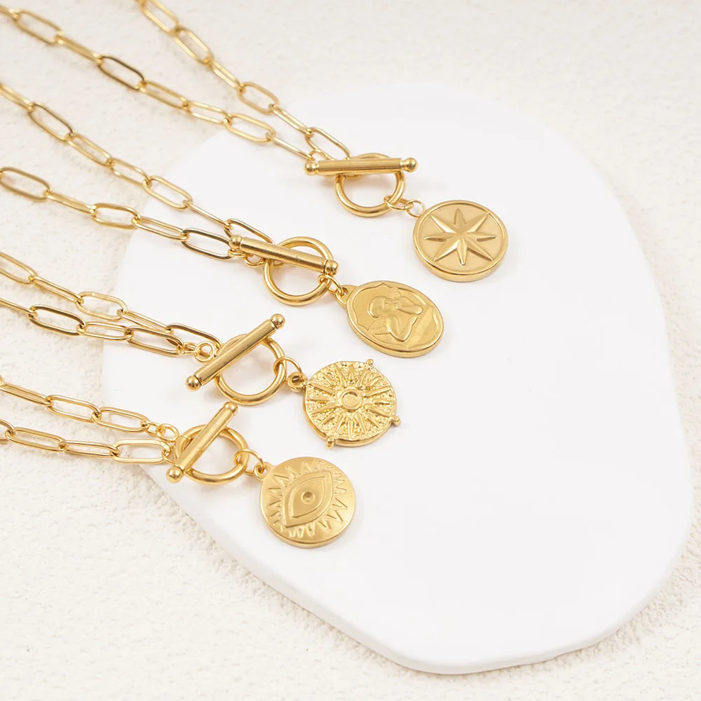 Женское колье с дьявольским глазом ожерелье ангелом для женщин из нержавеющей