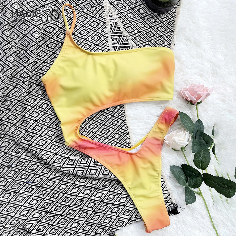 

Сетчатый слитный купальник на одно плечо для женщин, пикантный монокини с принтом, купальник 2022, женские купальные костюмы, пляжная одежда, ...