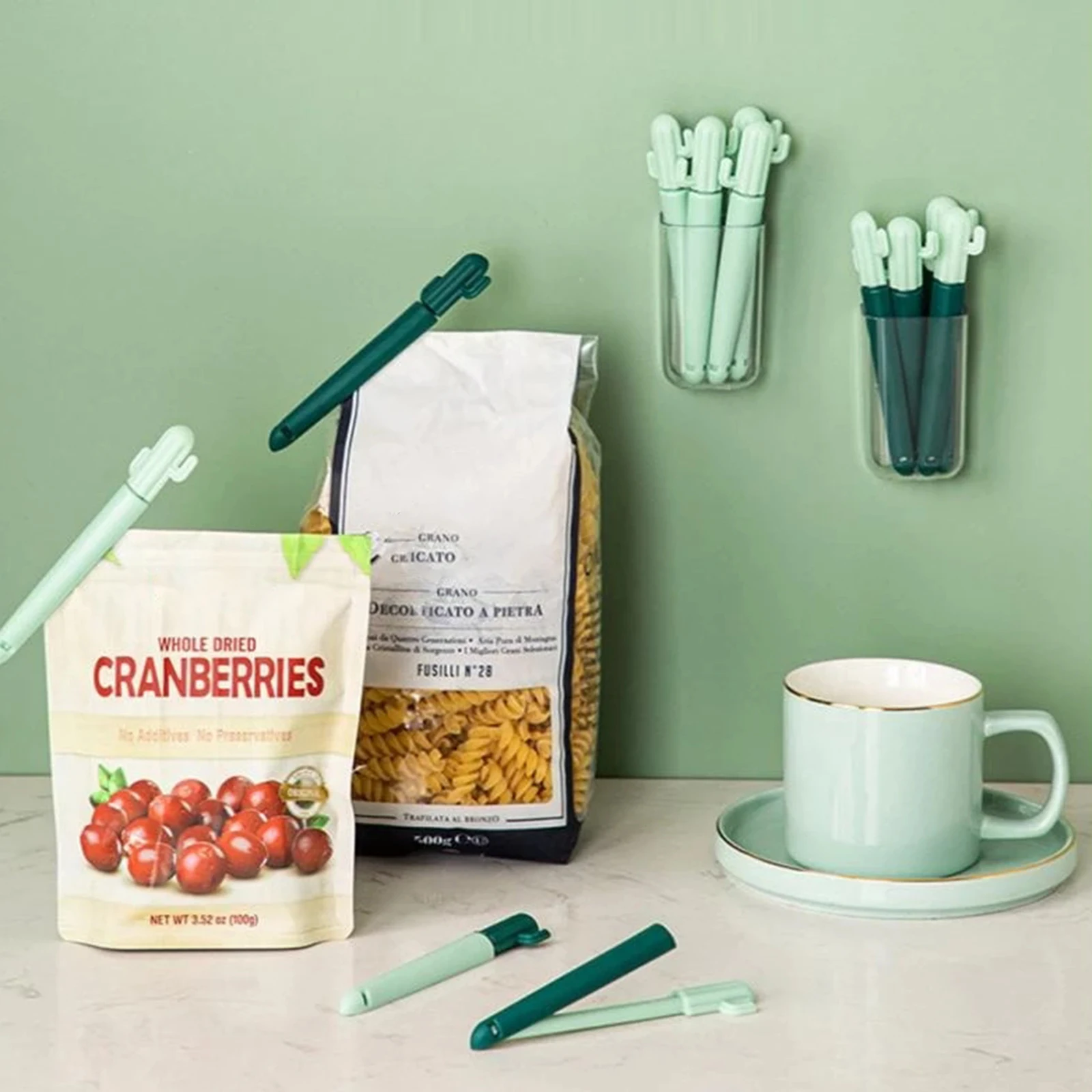 

5pcs Portable Kitchen Storage Food Snack Seal Sealing Bag Clips Cute Cactus Sealing Clip Fresh-keeping Tea Sealing Clip