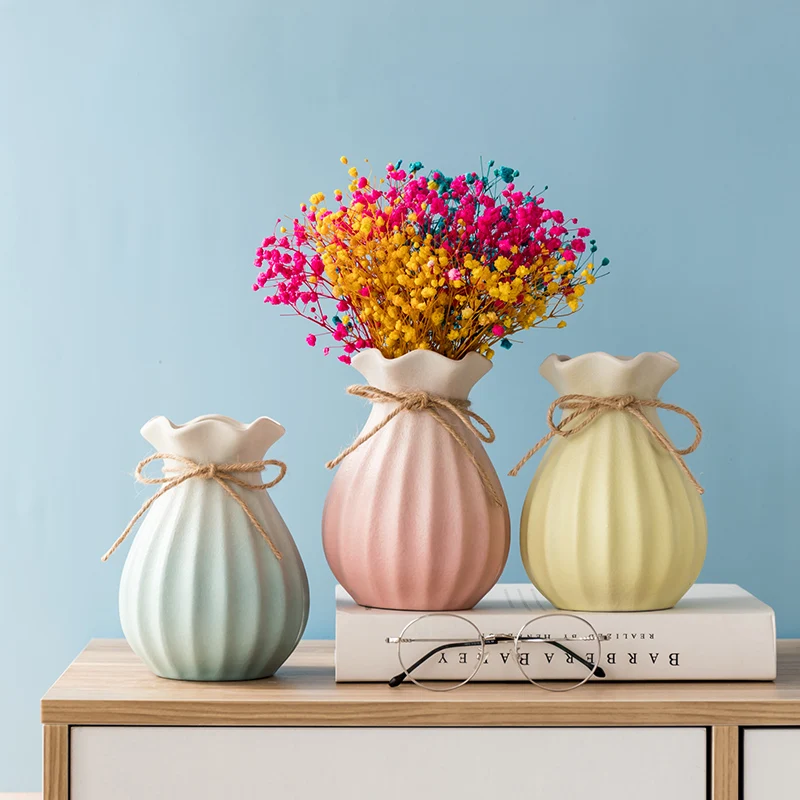 

Modern Ceramic Vase White/Blue Porcelain Flower Vases Centerpieces For Weddings Crafts Dry Flowerpot Home Decoration Accessories