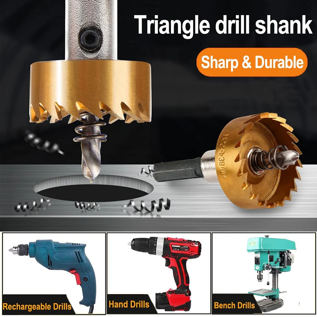 

5x Hole Opener Drill Bits Set Metalworking High-speed Steel Chamfering 16mm/18.5mm/20mm/25mm/30mm Hand Tools Wood Plating