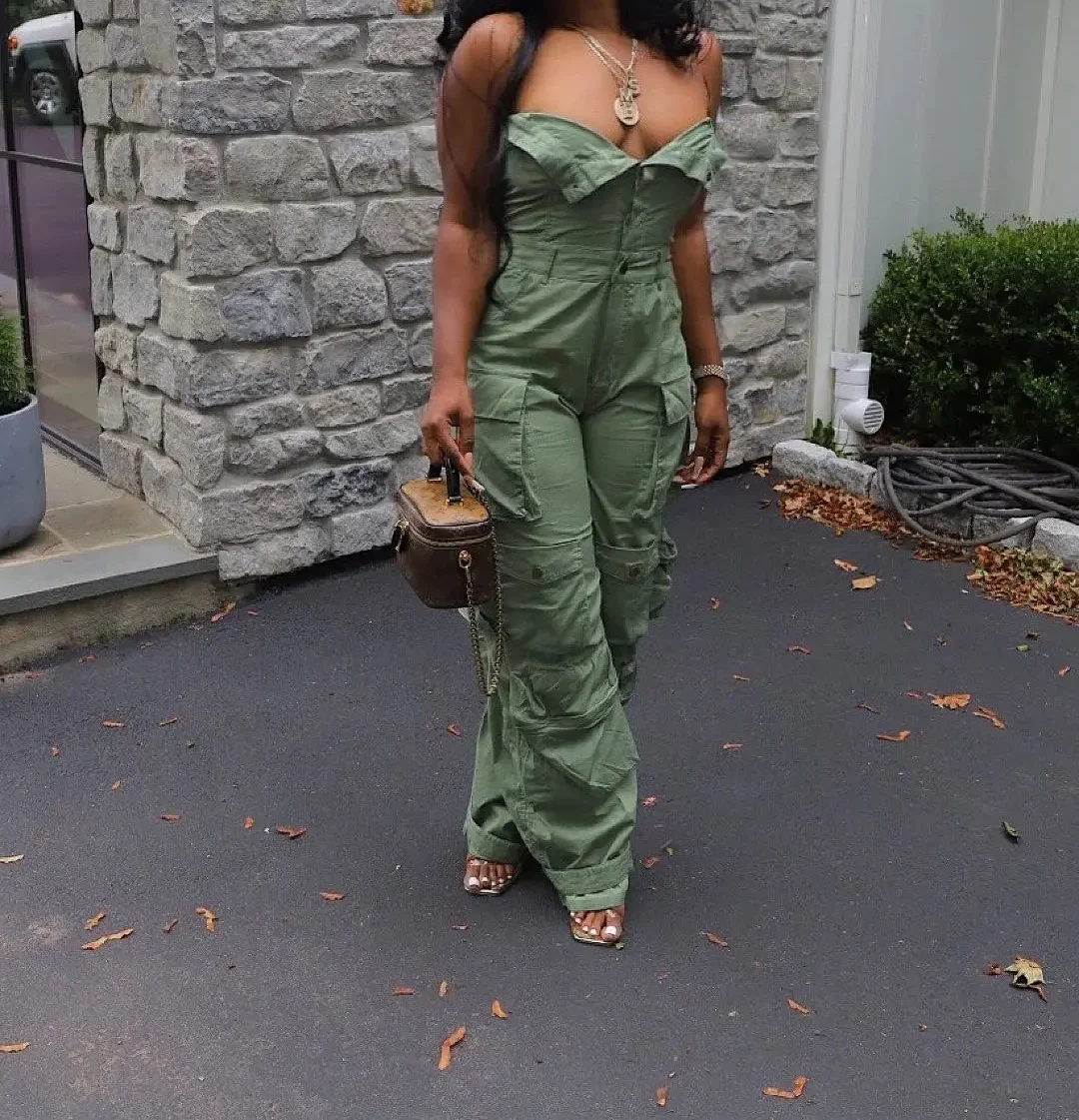 Женский комбинезон 2024 летний сексуальный бандо однобортный с несколькими