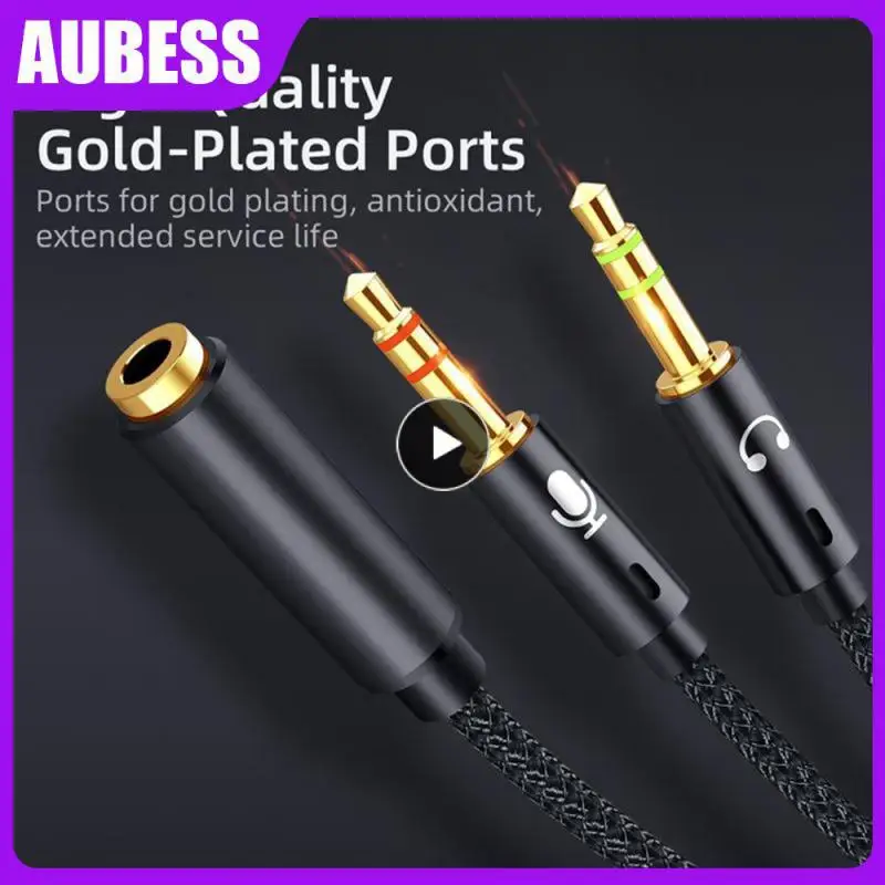 

22cm Durable Mic Extension Cables Gold Plated Wiring 3.5mm Adapter Flexible Laptop Headset Conversion Line Office Accessories